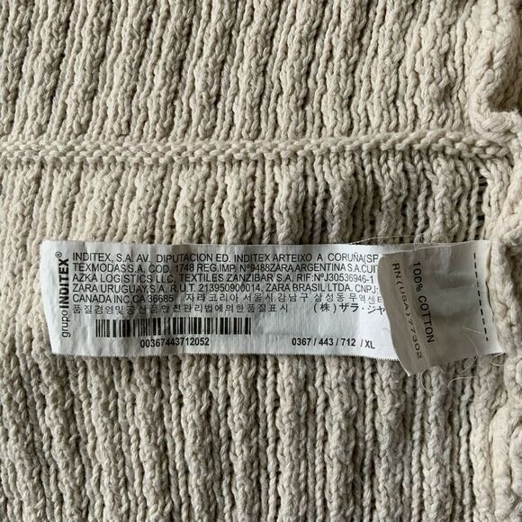 Zara Man Textured Cotton Cream Knit Sweater Size Xl - Picture 6 of 6